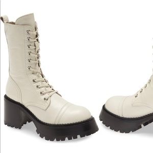 Jeffrey Campbell Locust Combat Boots in Ivory Size 7